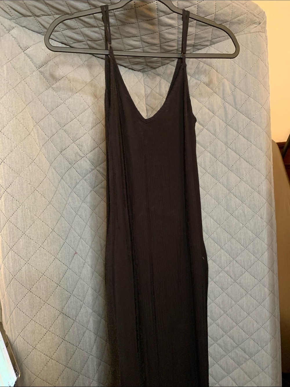 Black Spaghetti Strap Maxi Dress - Minimal V-Neck